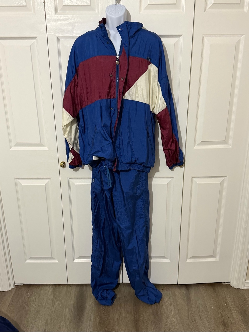 Dior Men's Blue, Burgundy & White Colorblock Windbreaker